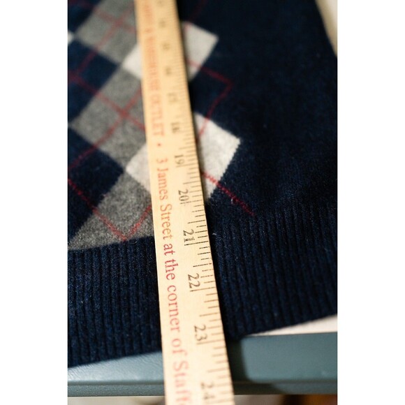 Avellini 100% Cashmere men's blue argyle sweater L eclectic grandpa preppy bloke - Picture 6 of 6